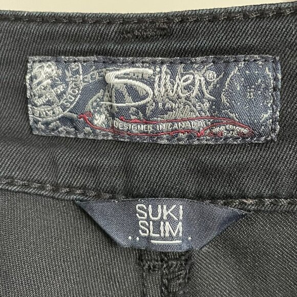 SILVER JEANS Suki Slim W28 L31 Black Women's Jeans, Flaw - Picture 10 of 16